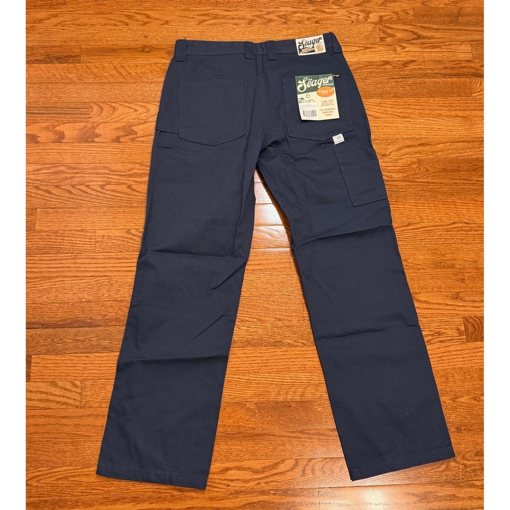 Seager Bison Bedford Corduroy Pants Mens 32x32 Relaxed Fit Blue Workwear Utility